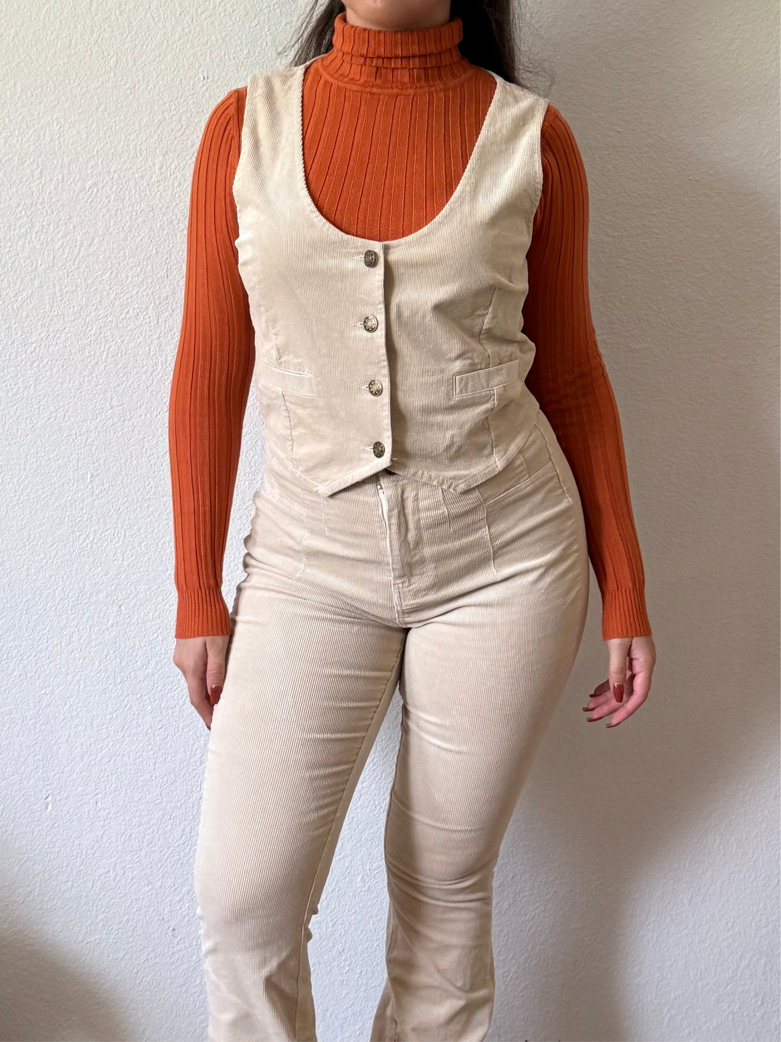 Austin Corduroy Vest Top (Cream)