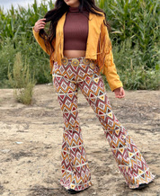 Tuczon Aztec Mid/High Rise Bell Bottom Jeans