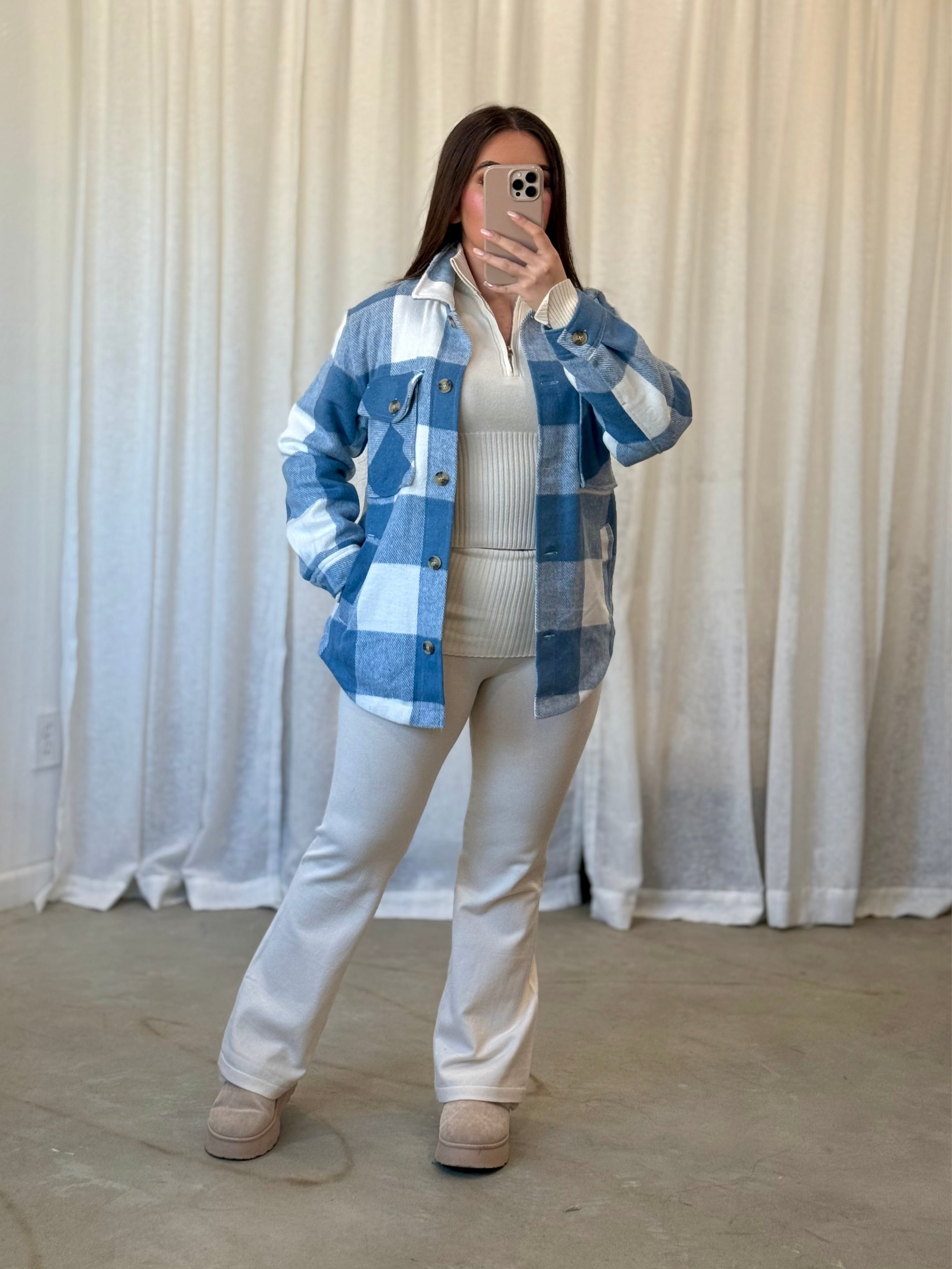 Jenna Plaid Shacket (Blue)