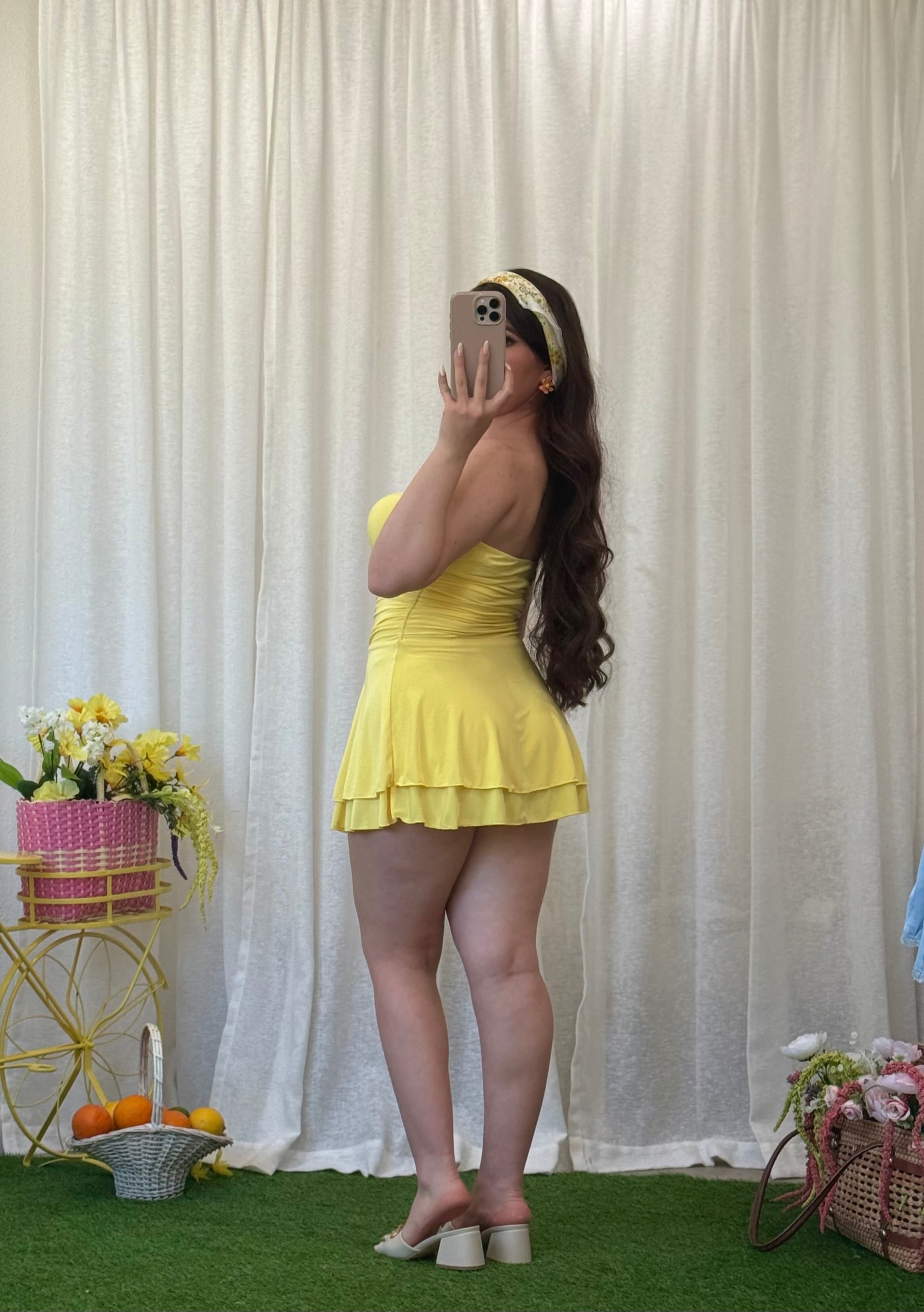 Naylea Ruffled Mini Dress (Light Yellow)