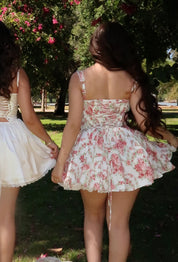 Diora Corset Mini Dress (Ivory/Pink Floral)