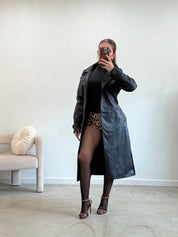 Empire Leather Trench Coat (Black)