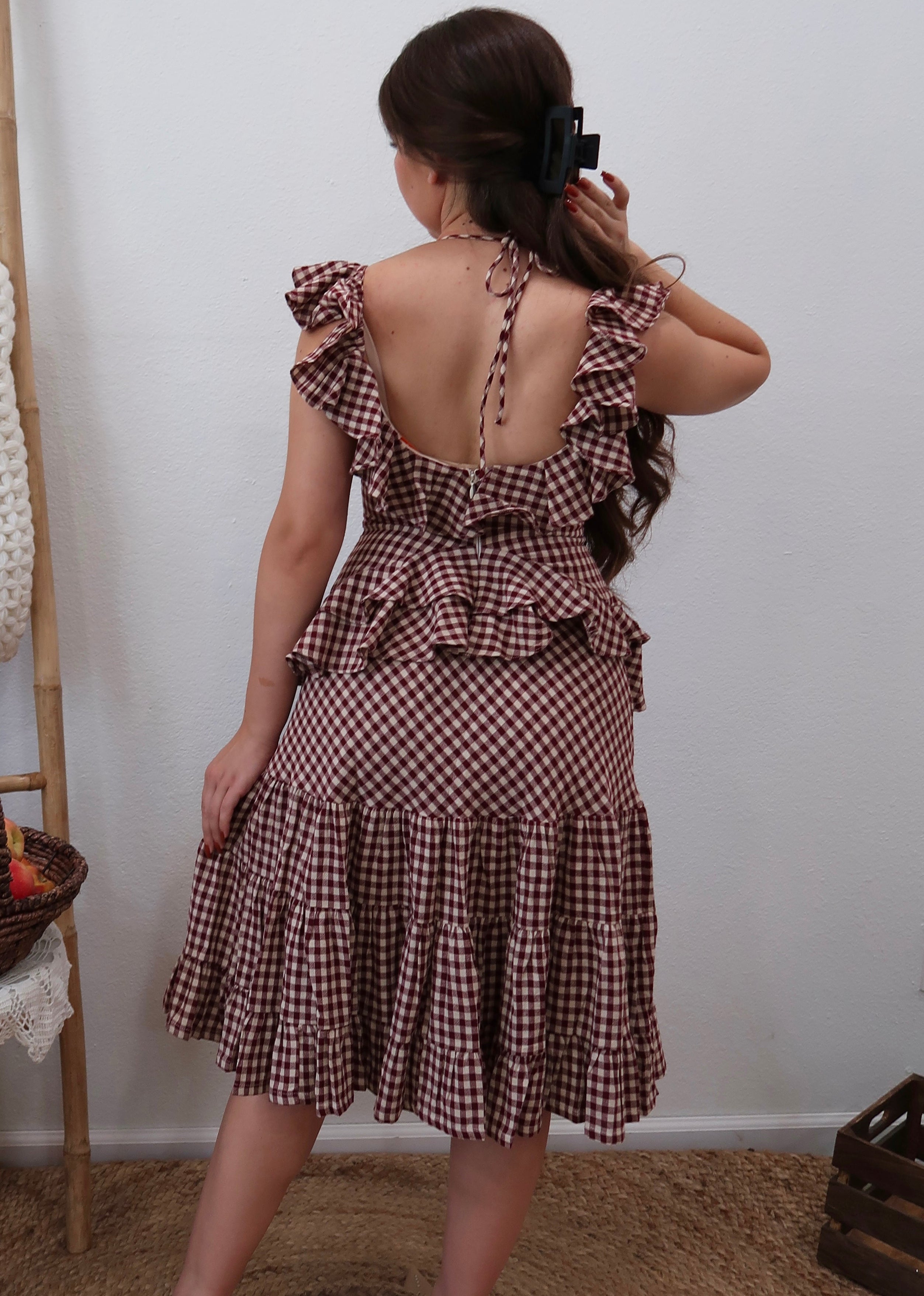 Granny Smith Gingham Ruffle Top