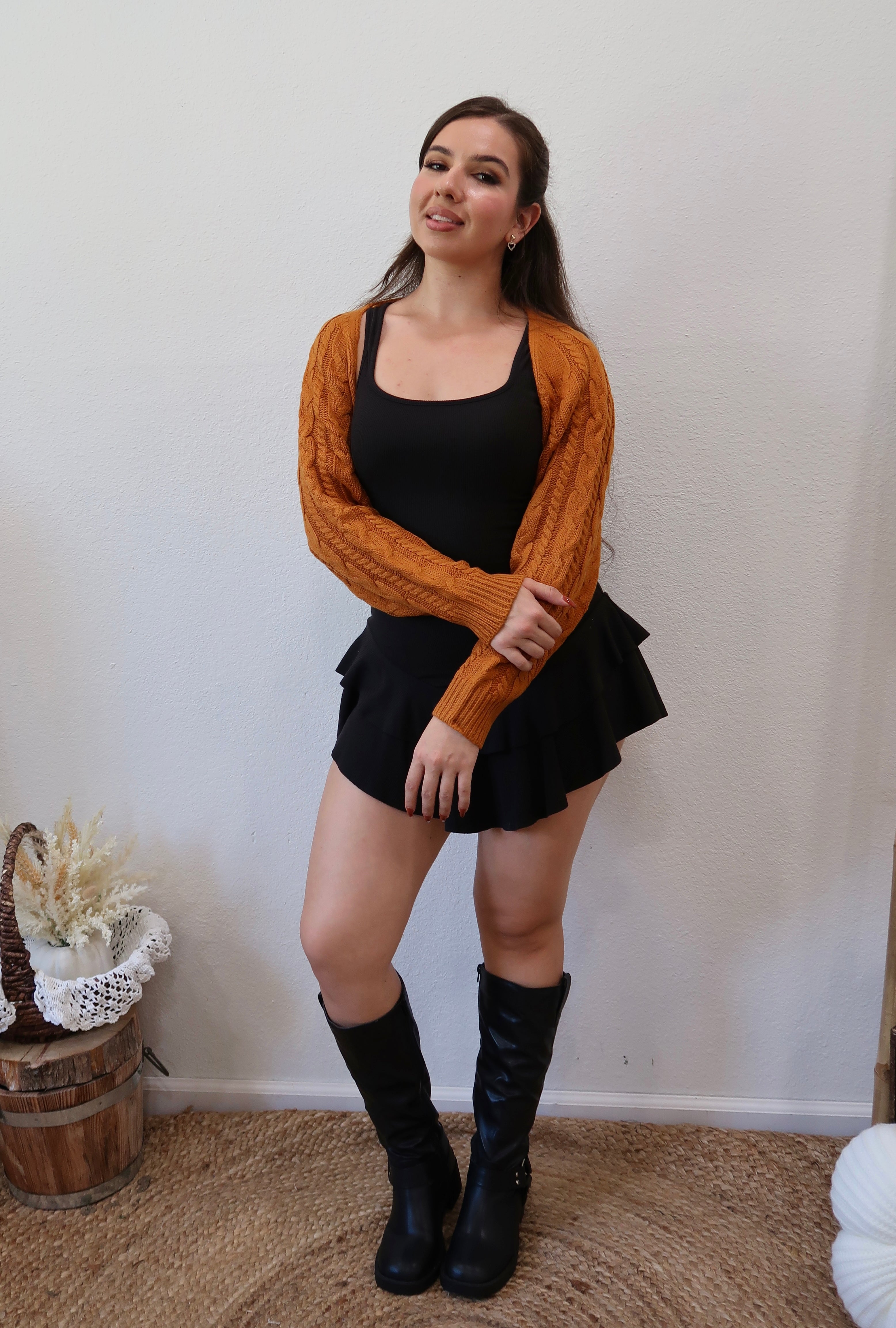 Sweater Weather Knit Bolero (Pumpkin)