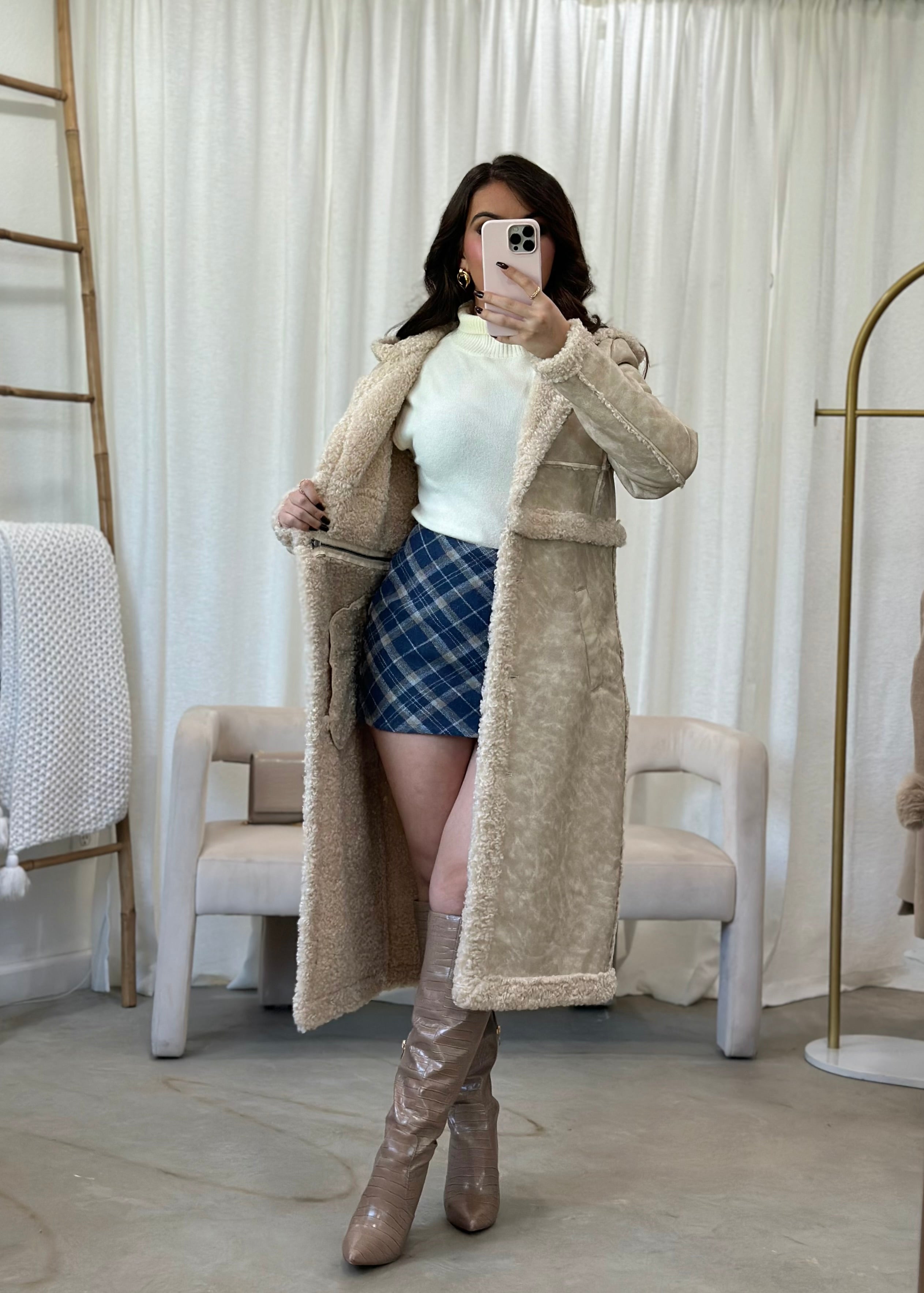 Marianne Plaid Mini Skirt (Dusty Blue)