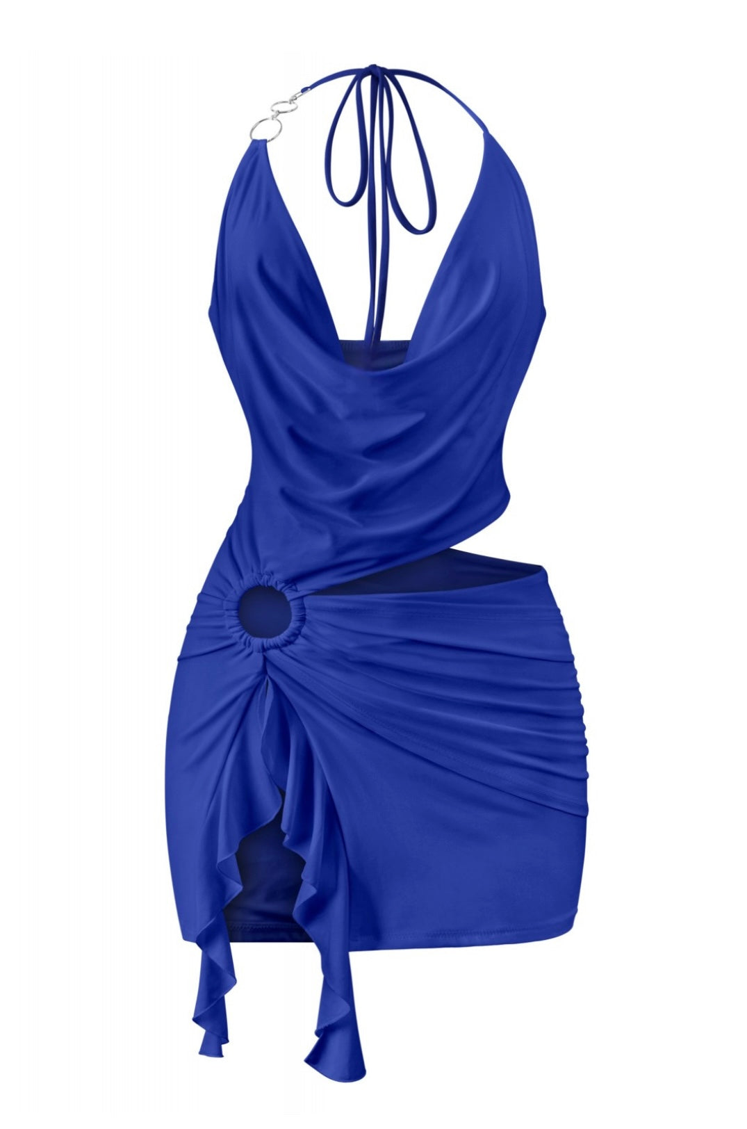 Naylea Cutout Ruffle Mini Dress (Royal Blue)