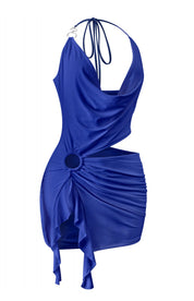 Naylea Cutout Ruffle Mini Dress (Royal Blue)