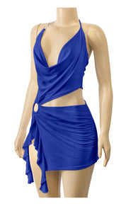 Naylea Cutout Ruffle Mini Dress (Royal Blue)