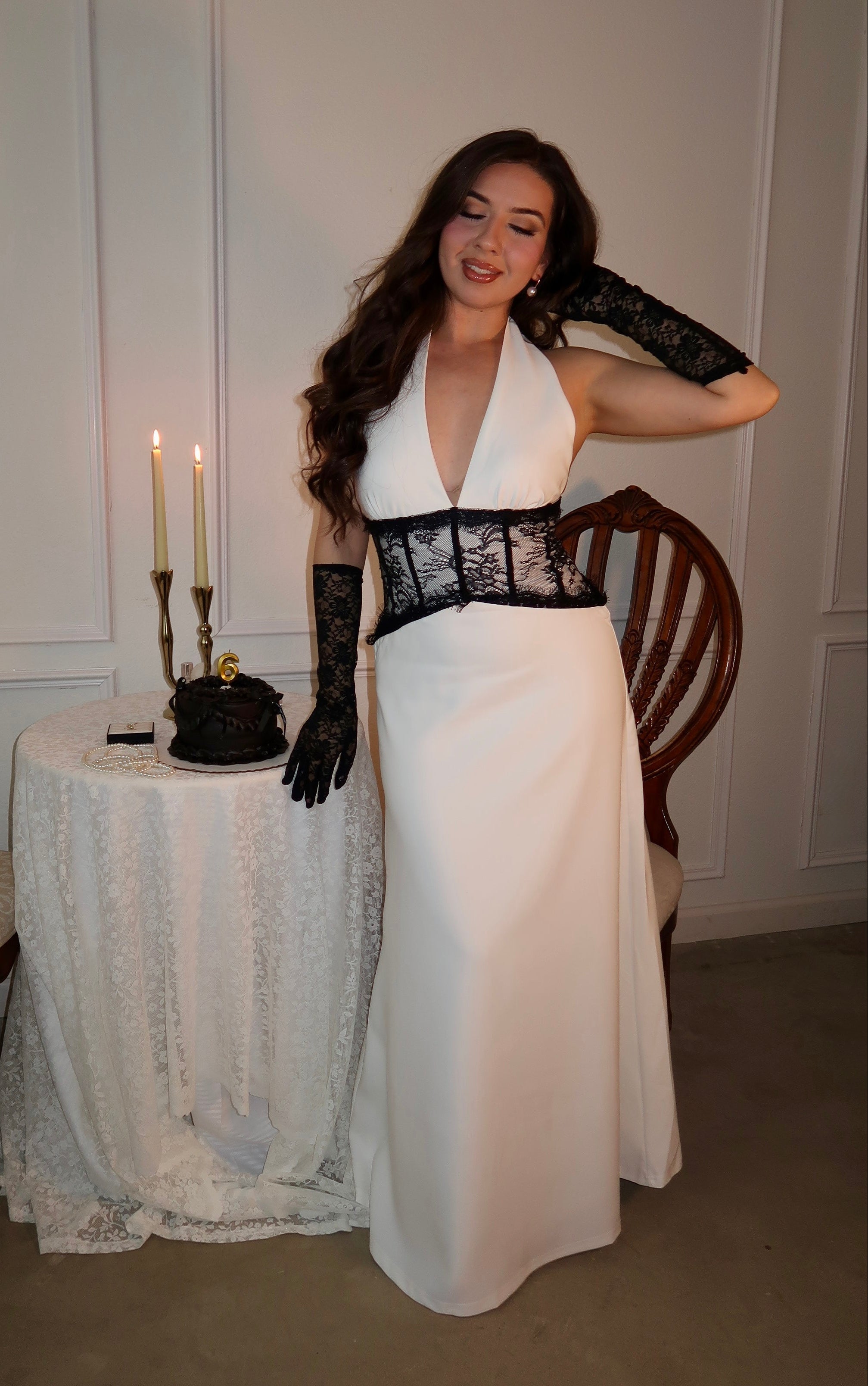 Romania Lace Corset Maxi Dress