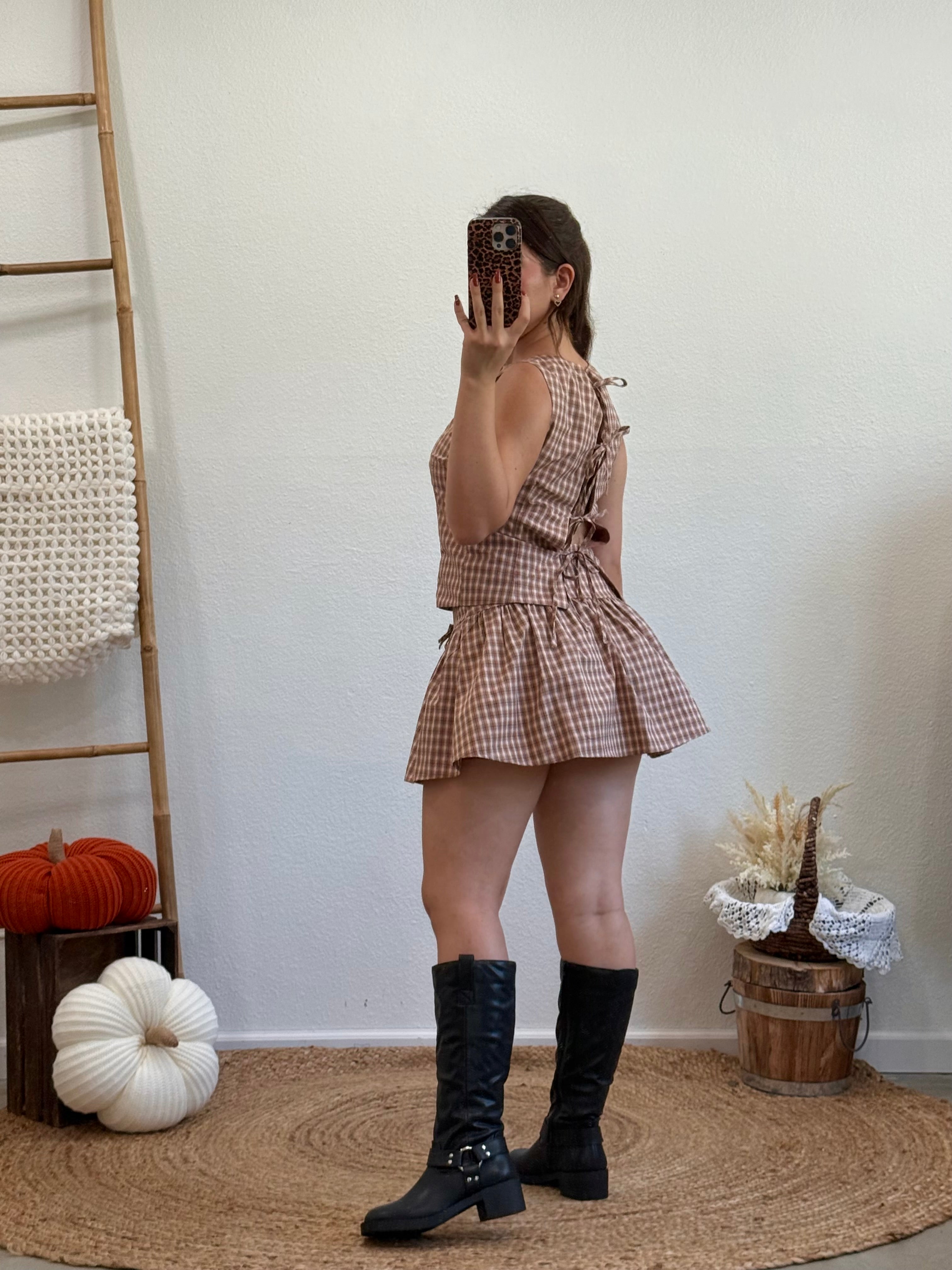 Coffeehouse Plaid Skirt Set