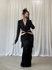 Dolly Fringe Maxi Dress (Black)
