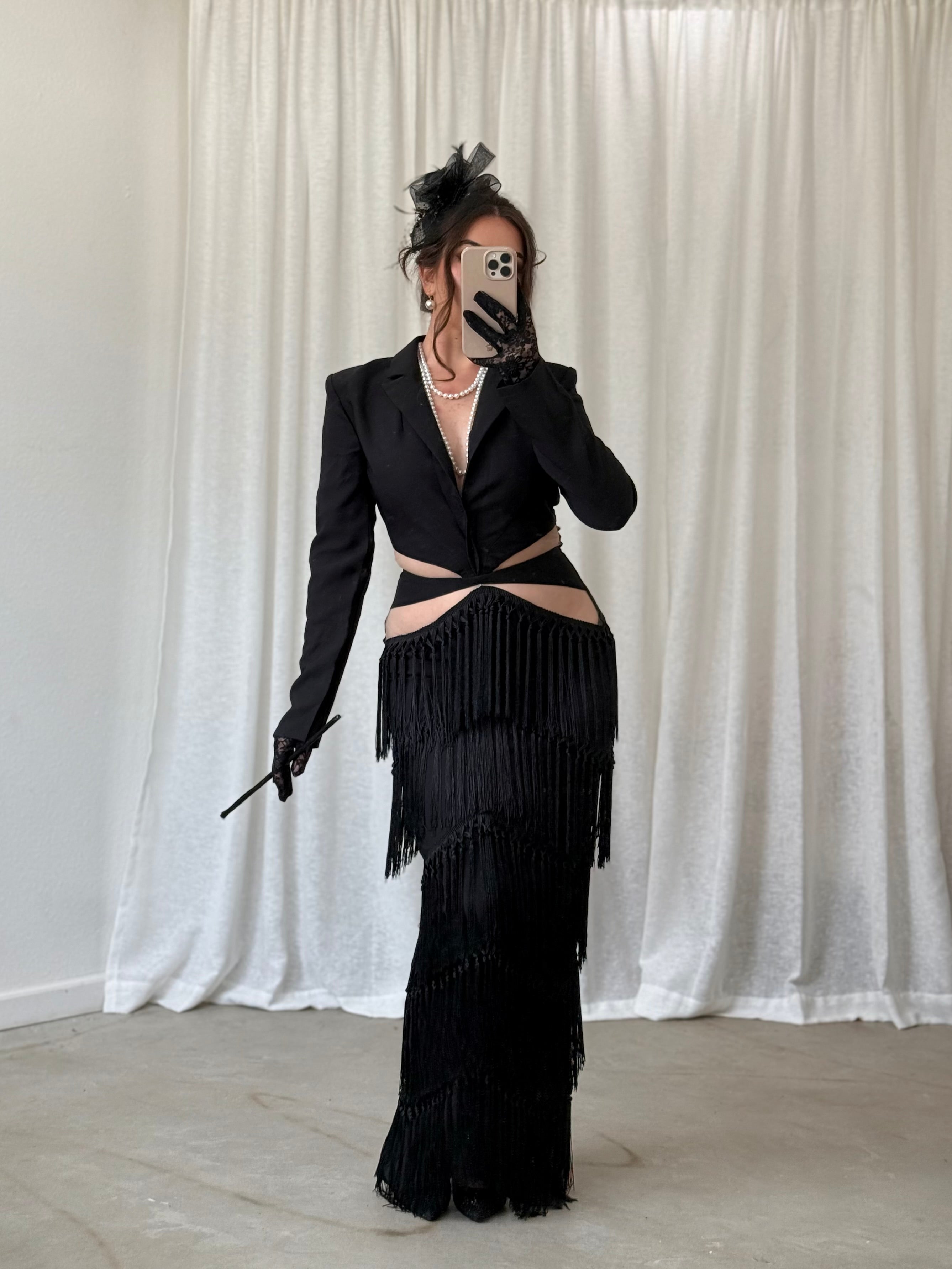 Dolly Fringe Maxi Dress (Black)