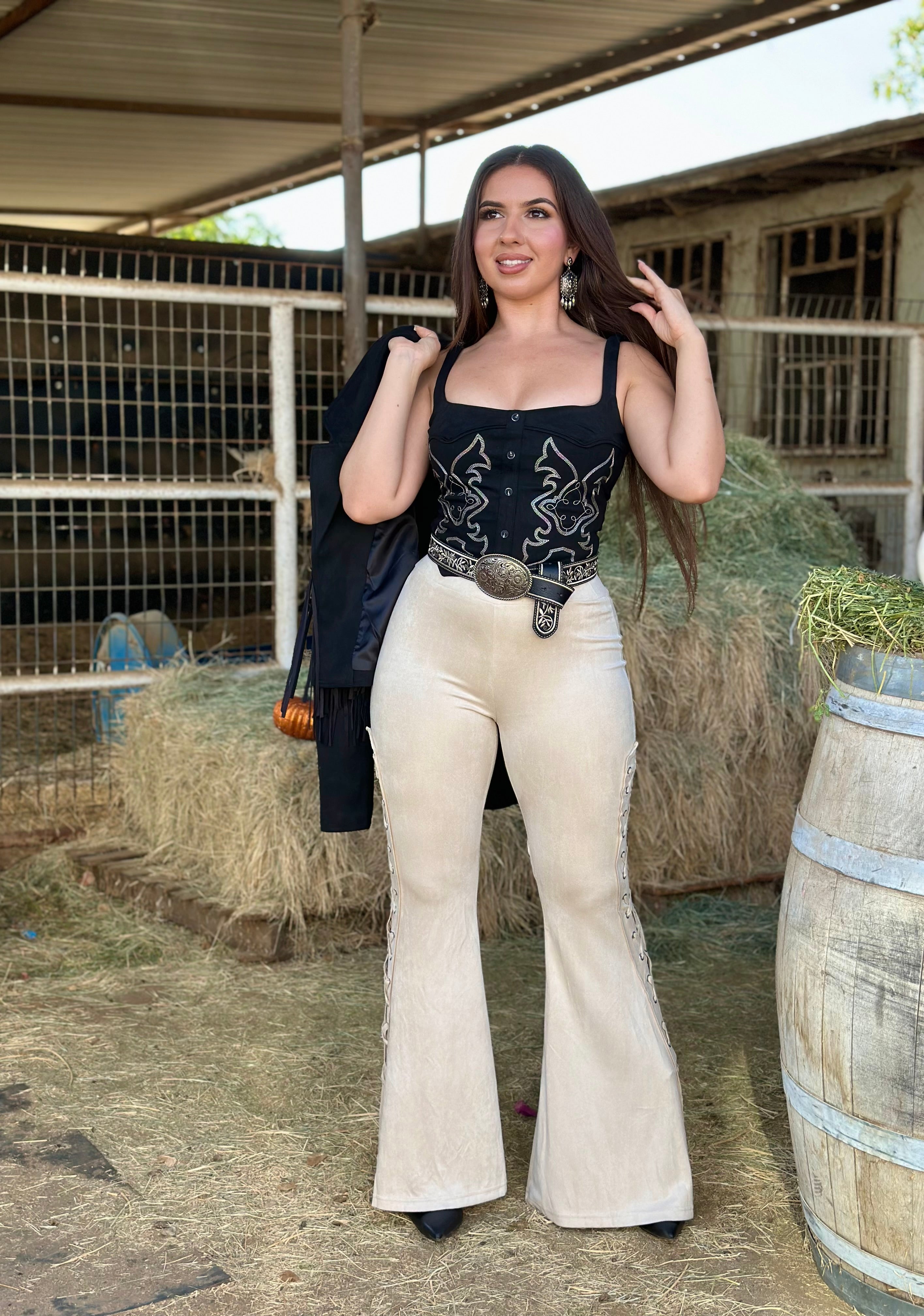 Mustang Suede Flare Pants (Cream) – Valeria'S Boutique