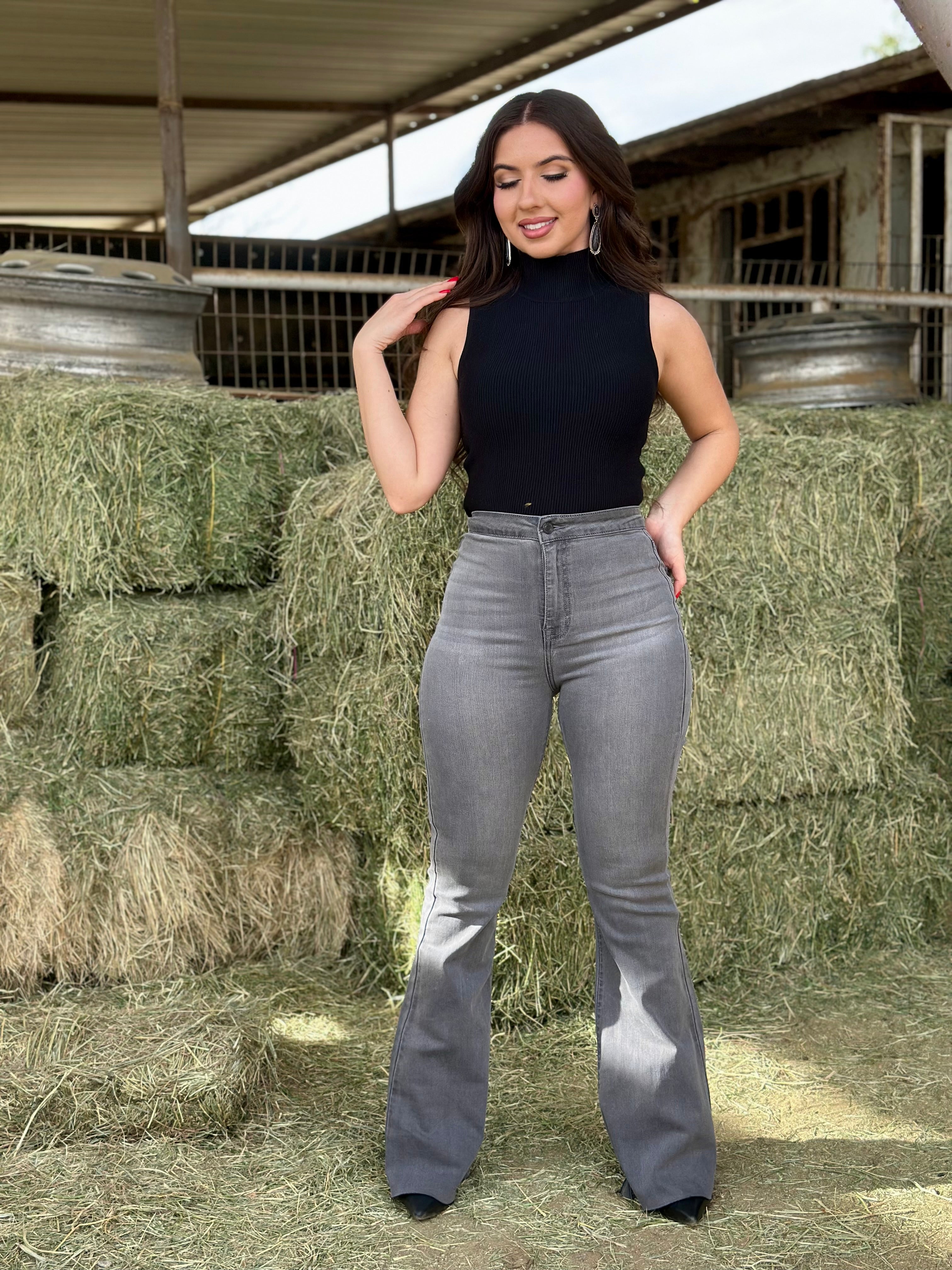 Chula Vista High Rise Flare Jeans (Grey) – Valeria'S Boutique