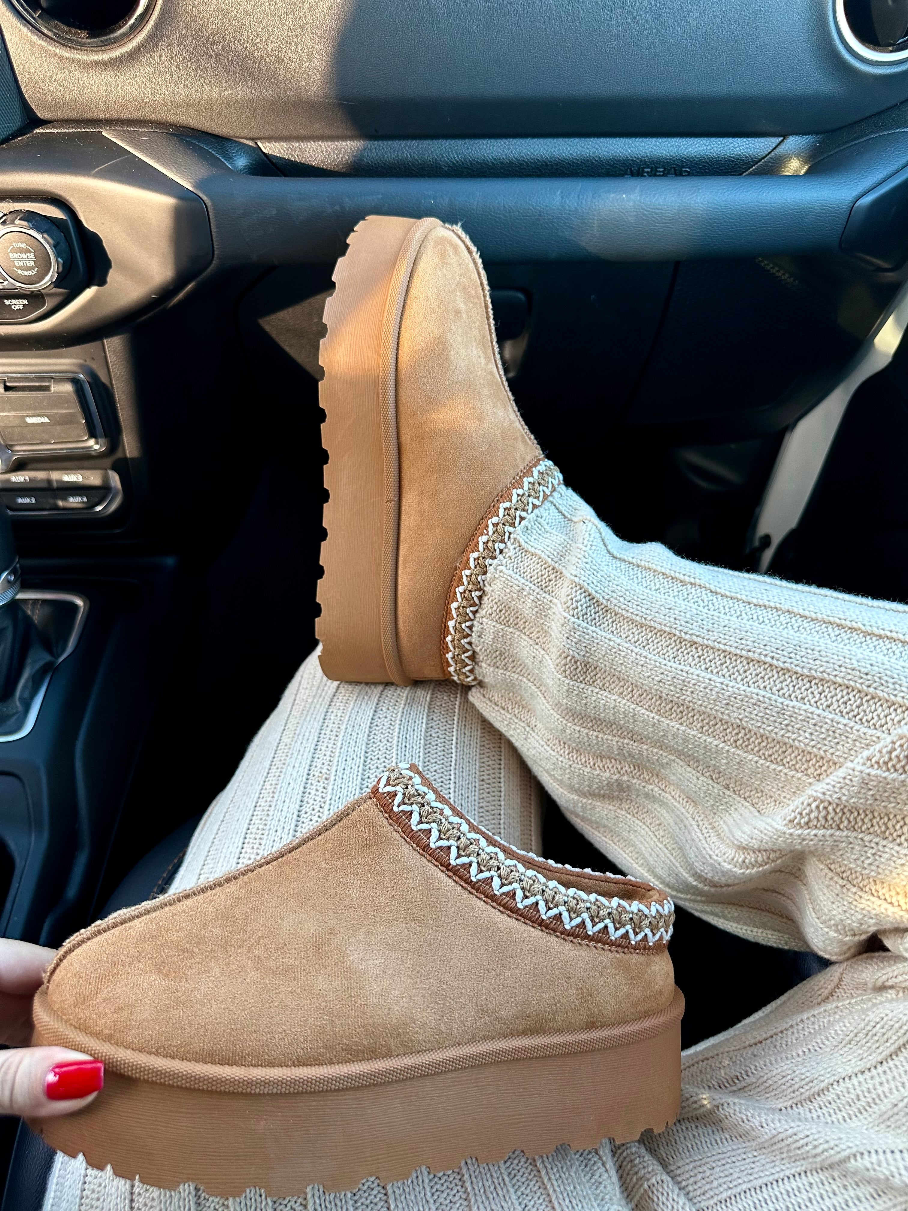 Keep Me Warm Platform Booties (Camel)