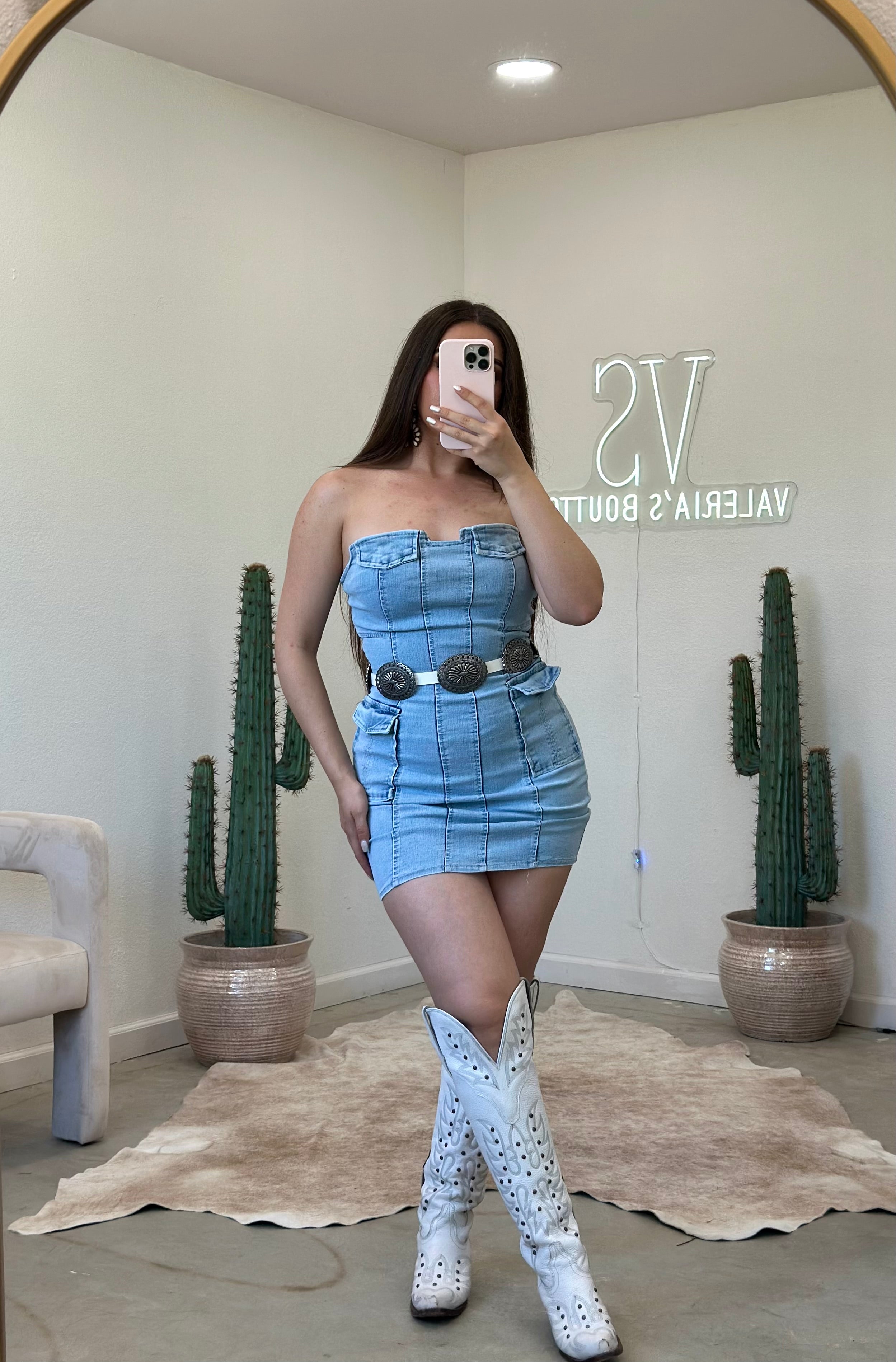 Rosselyn Denim Mini Dress Valeria'S Boutique Rosselyn Denim Mini Dress Valeria'S Boutique