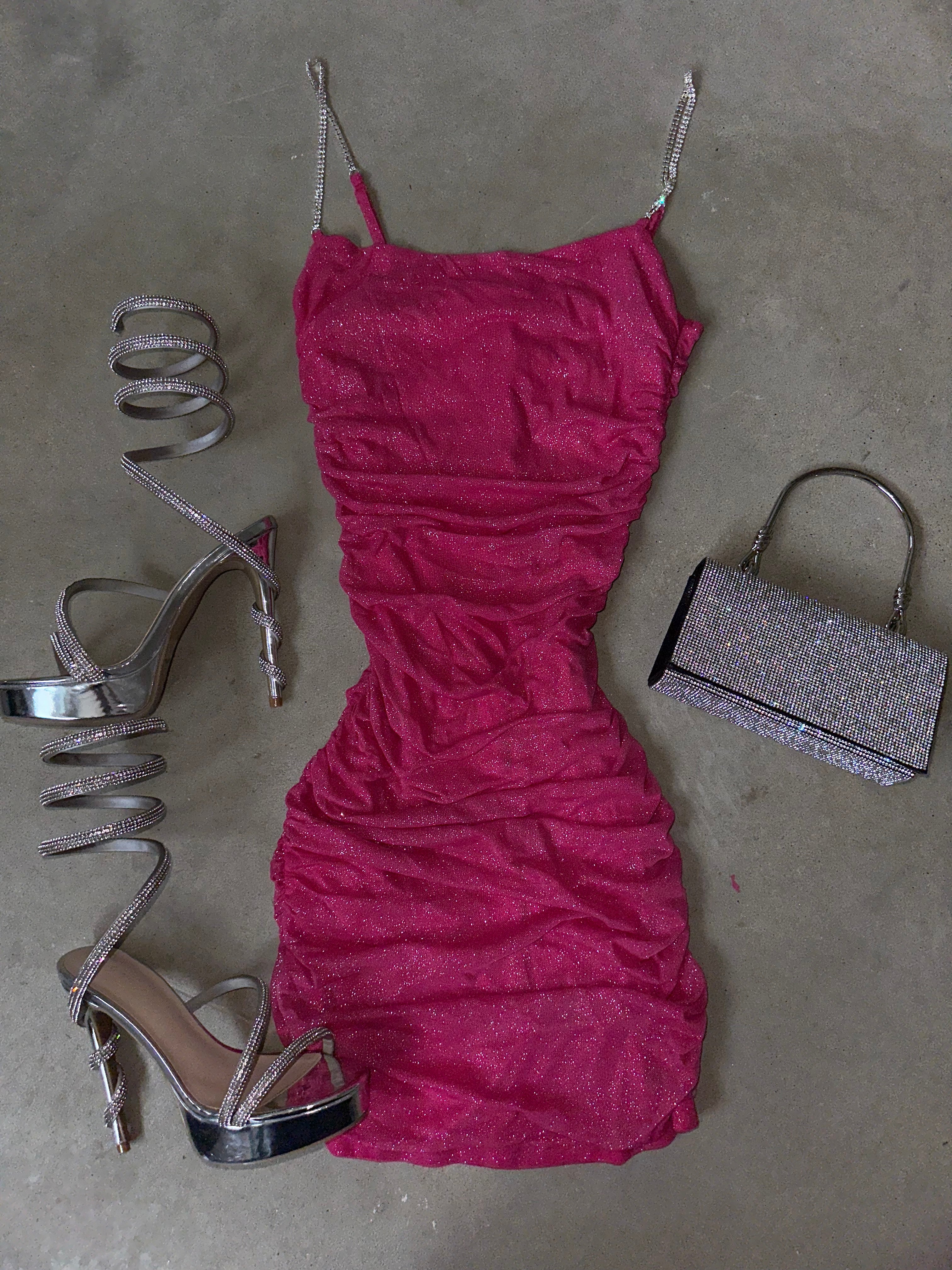 Hot Pink Glitter Mini Dress Valeria'S Boutique Hot Pink Glitter Mini Dress Valeria'S Boutique