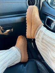 Keep Me Warm Platform Booties (Camel)