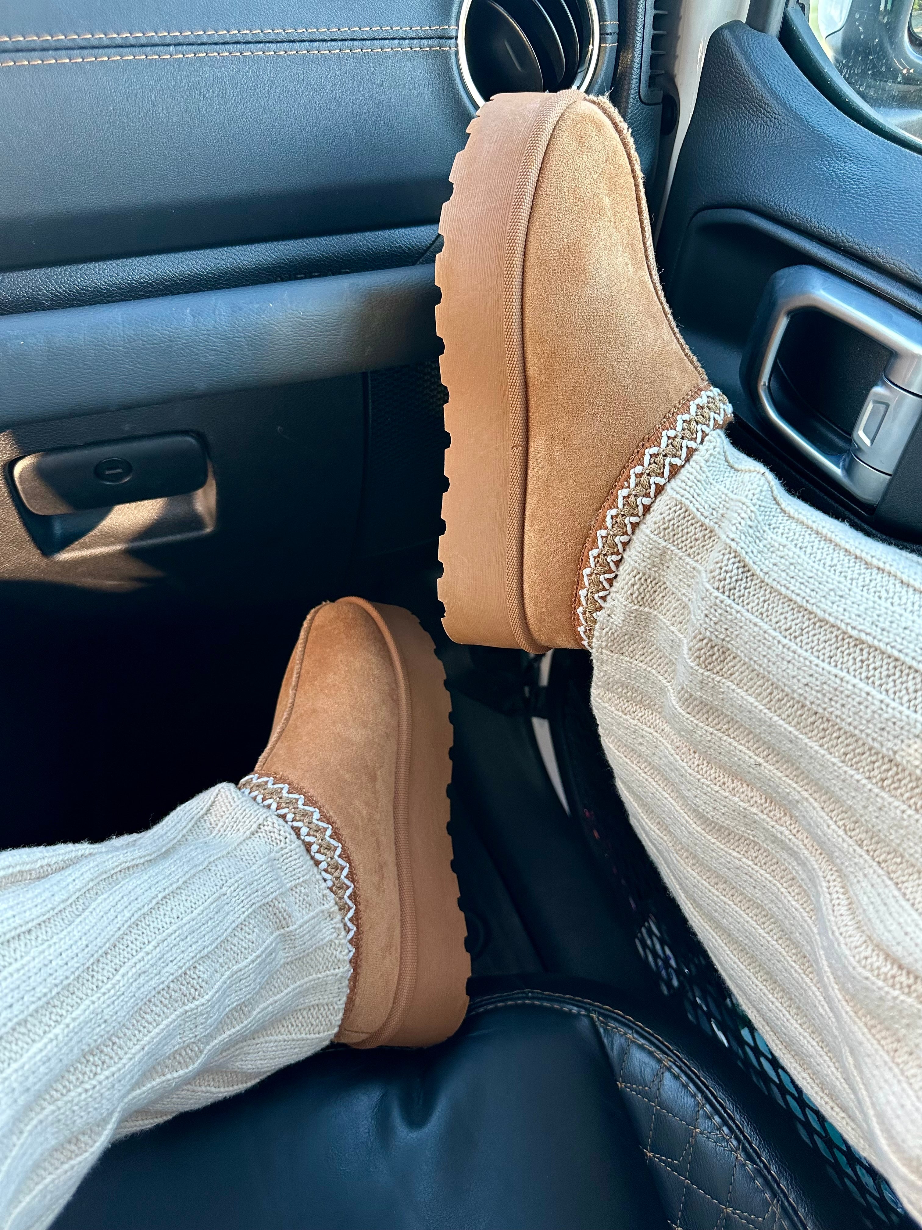 Keep Me Warm Platform Booties (Camel)