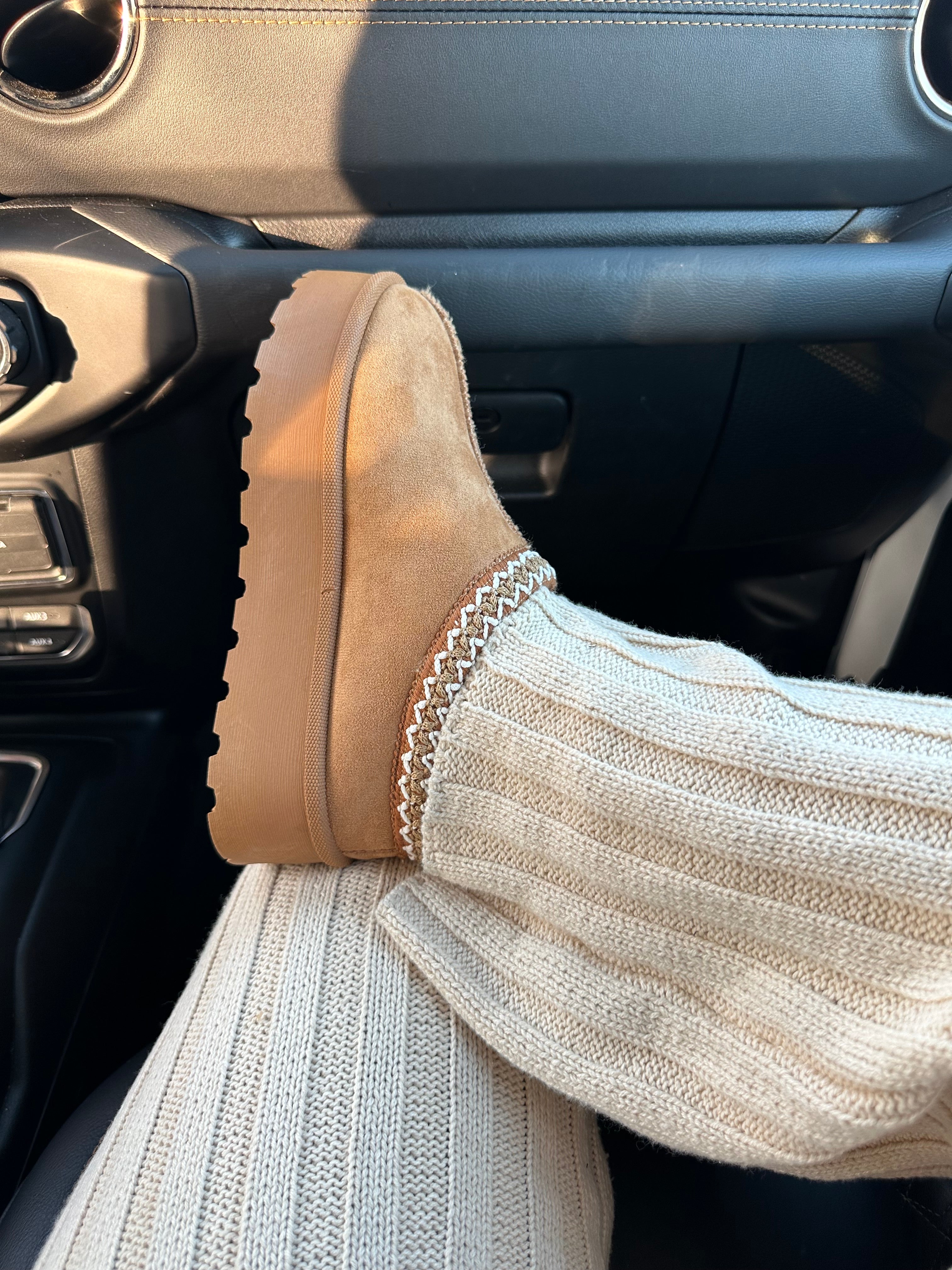 Keep Me Warm Platform Booties (Camel)