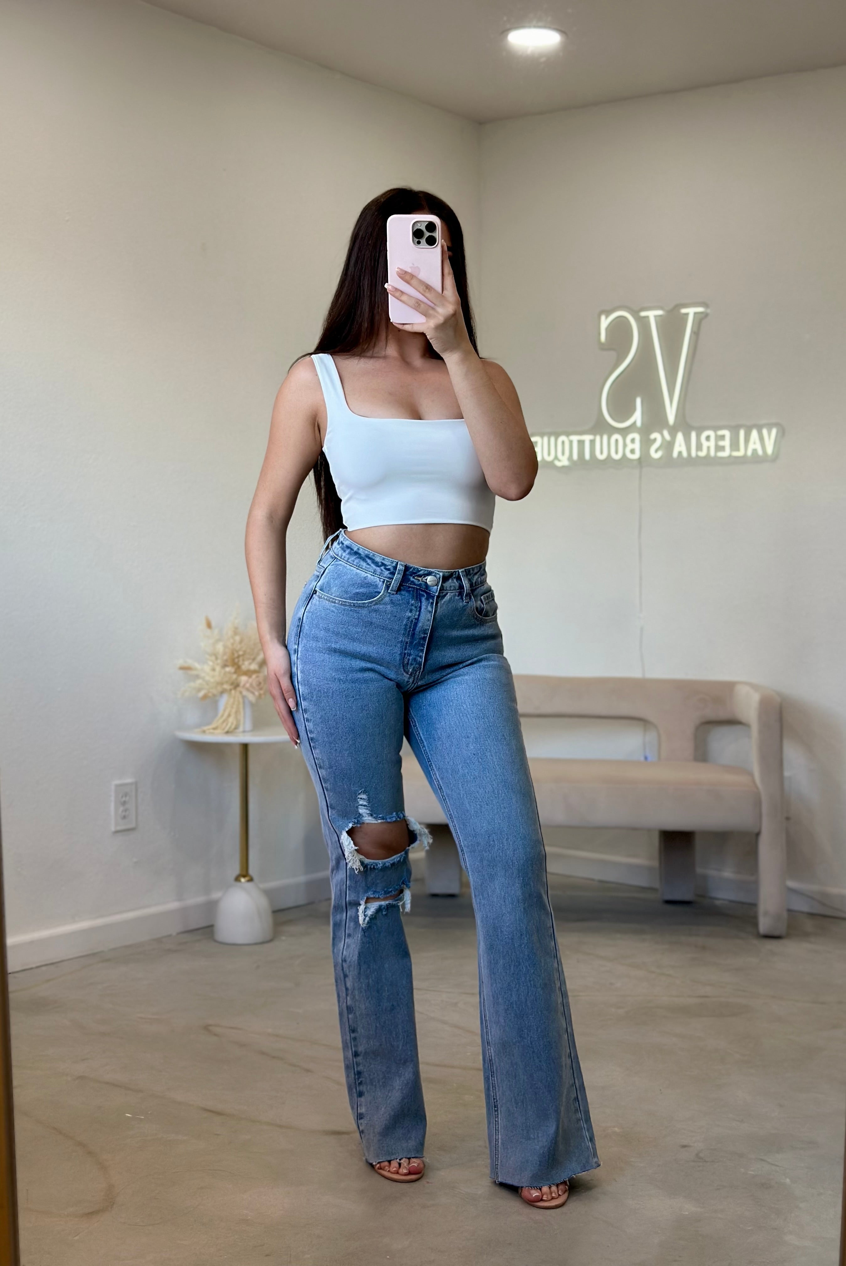 Arabella High Rise Flare Hidden Jeans (Grey)