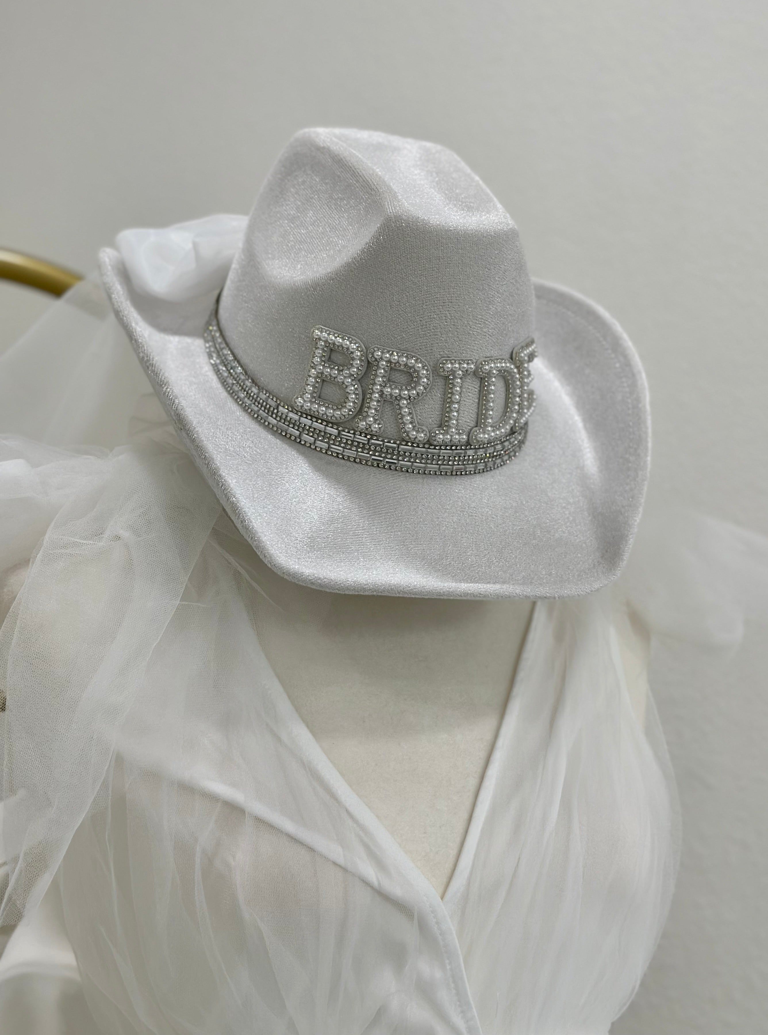 Bride Cowgirl Hat with Veil