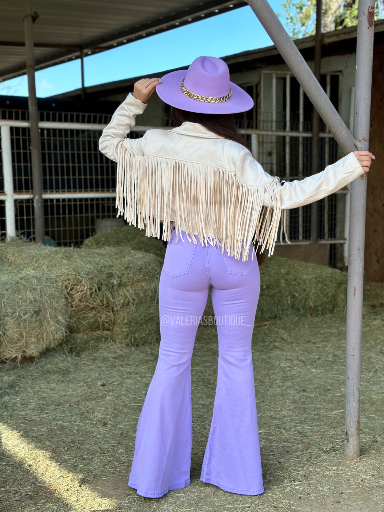 La Quebradora Fringe Suede Jacket (Cream)