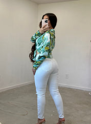 Jailyne Swirl Satin Blouse