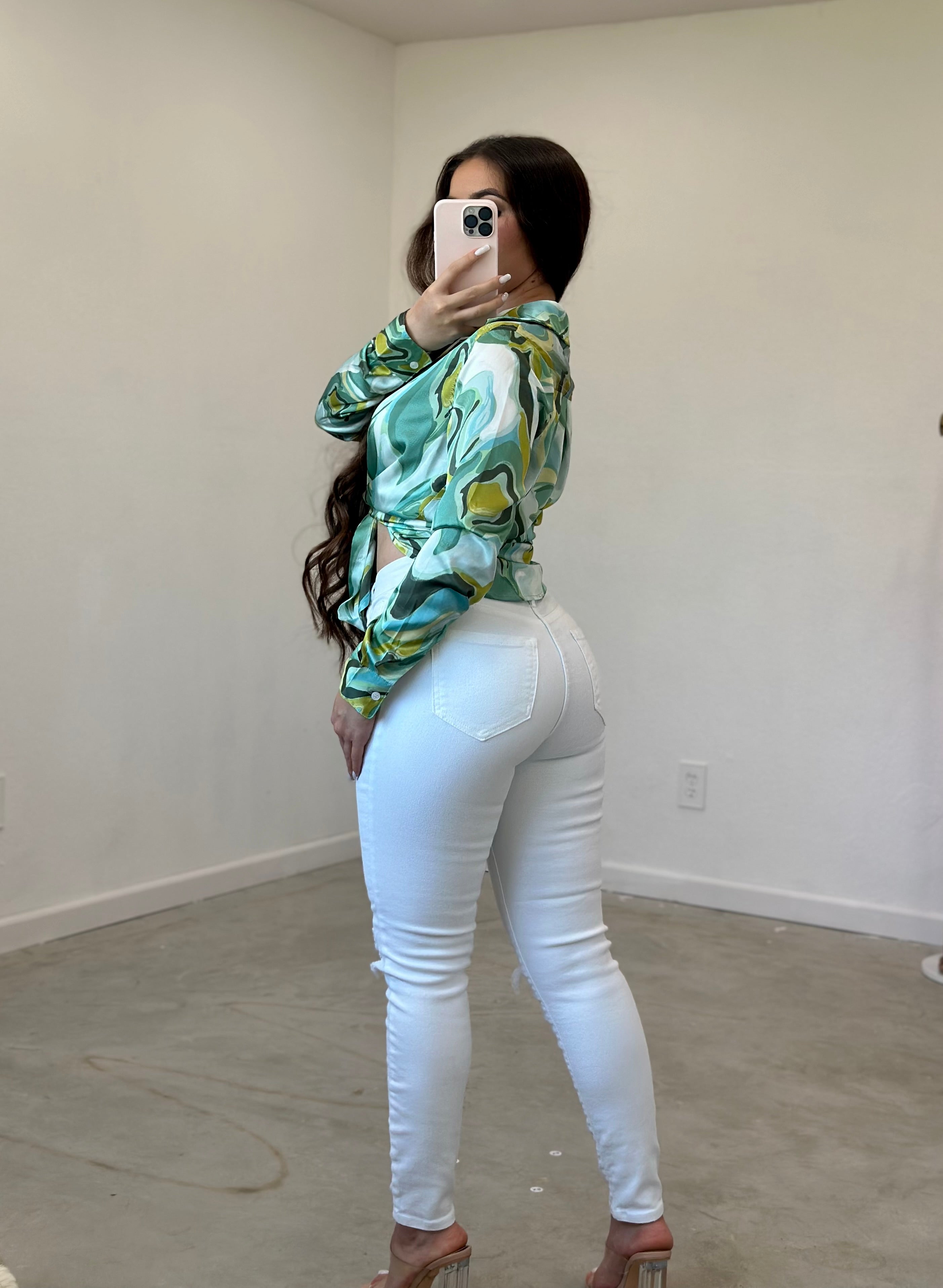 Jailyne Swirl Satin Blouse