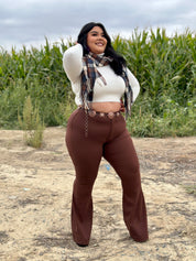 Muchacha Alegre High Rise Flare Pants (Chocolate)
