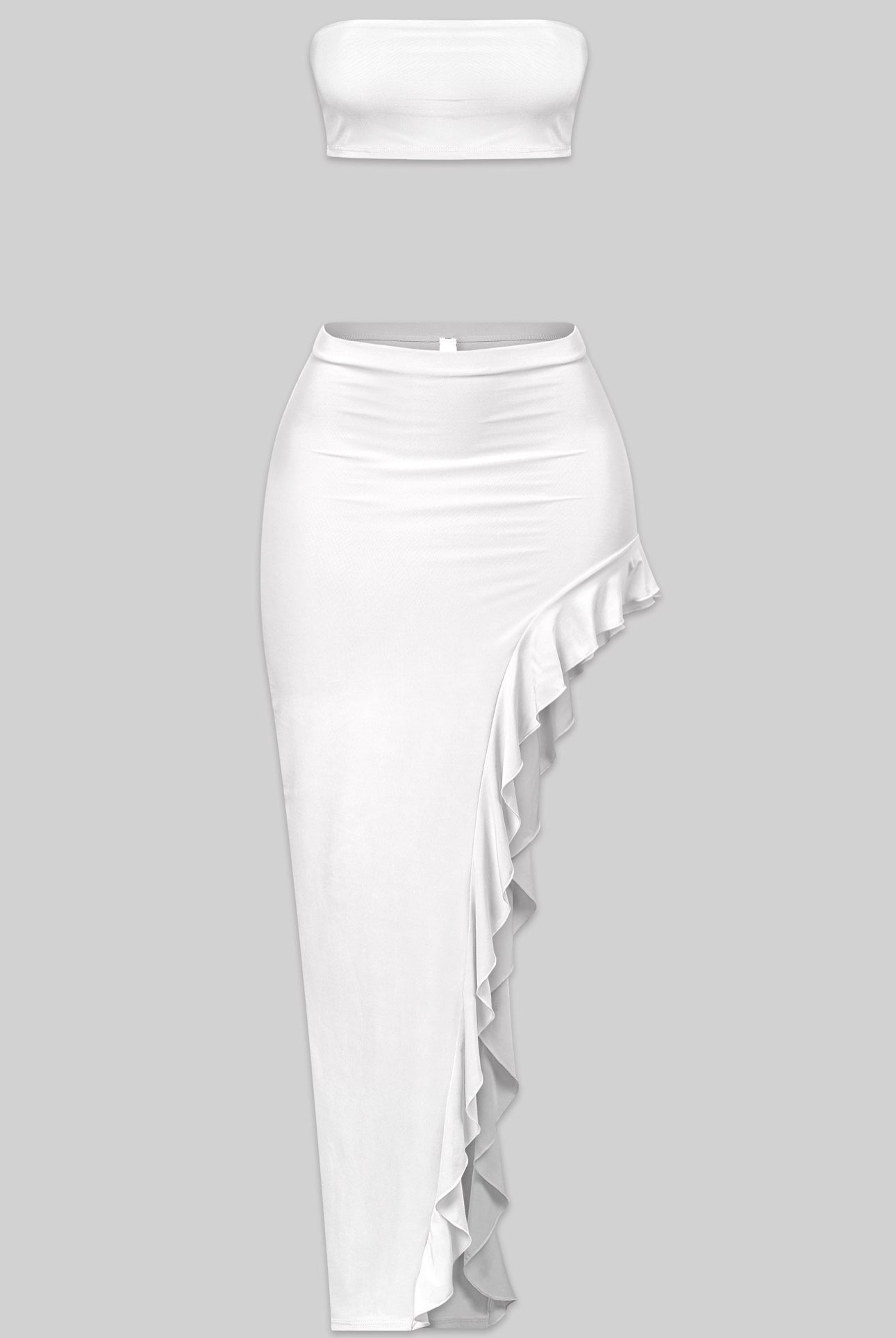 Naylea Ruffled Skirt Set (White)