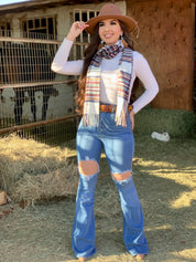 Terry Plaid Scarf (Brown)