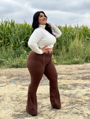 Michelle Ribbed Turtleneck Top (White)