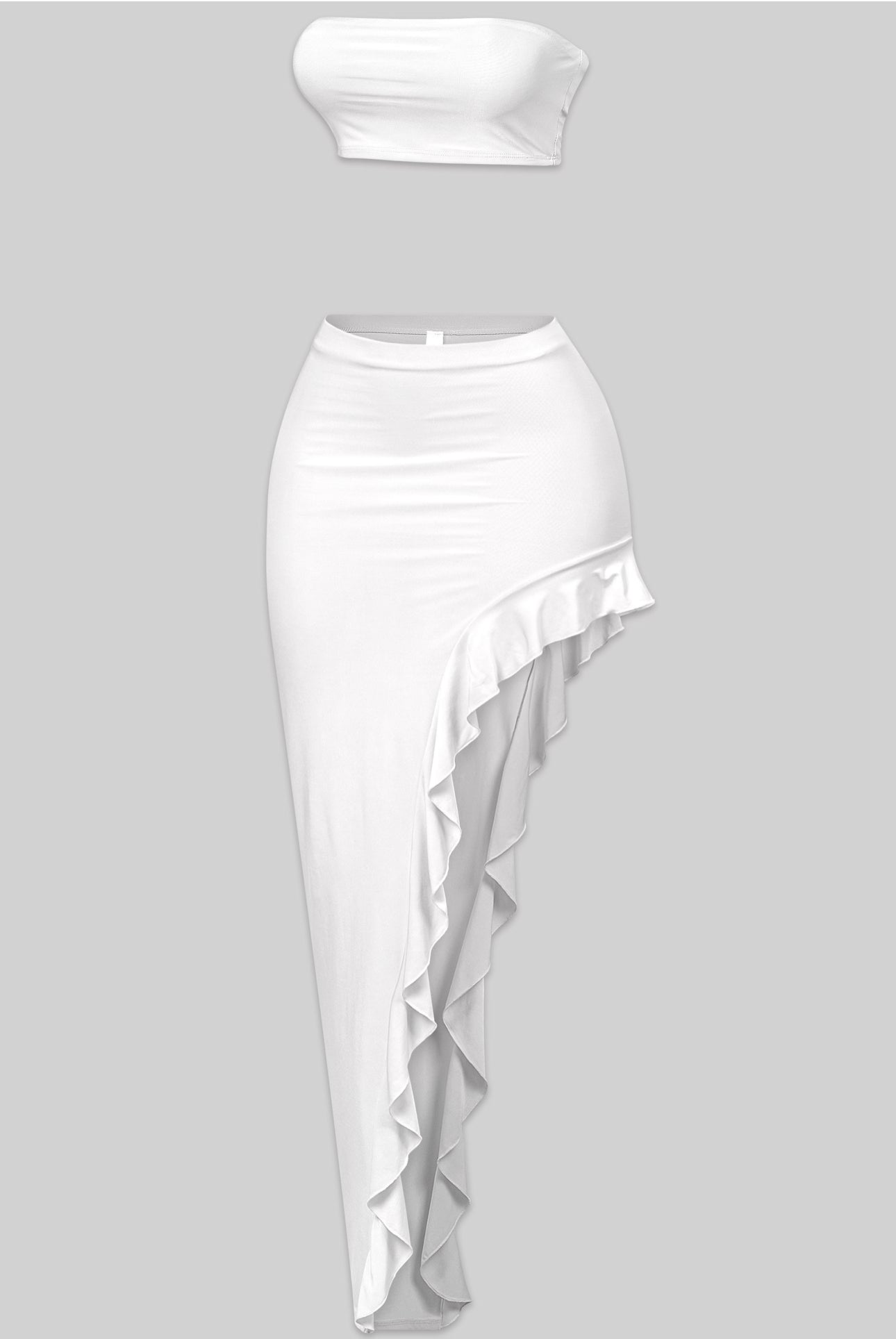 Naylea Ruffled Skirt Set (White)