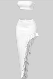 Naylea Ruffled Skirt Set (White)
