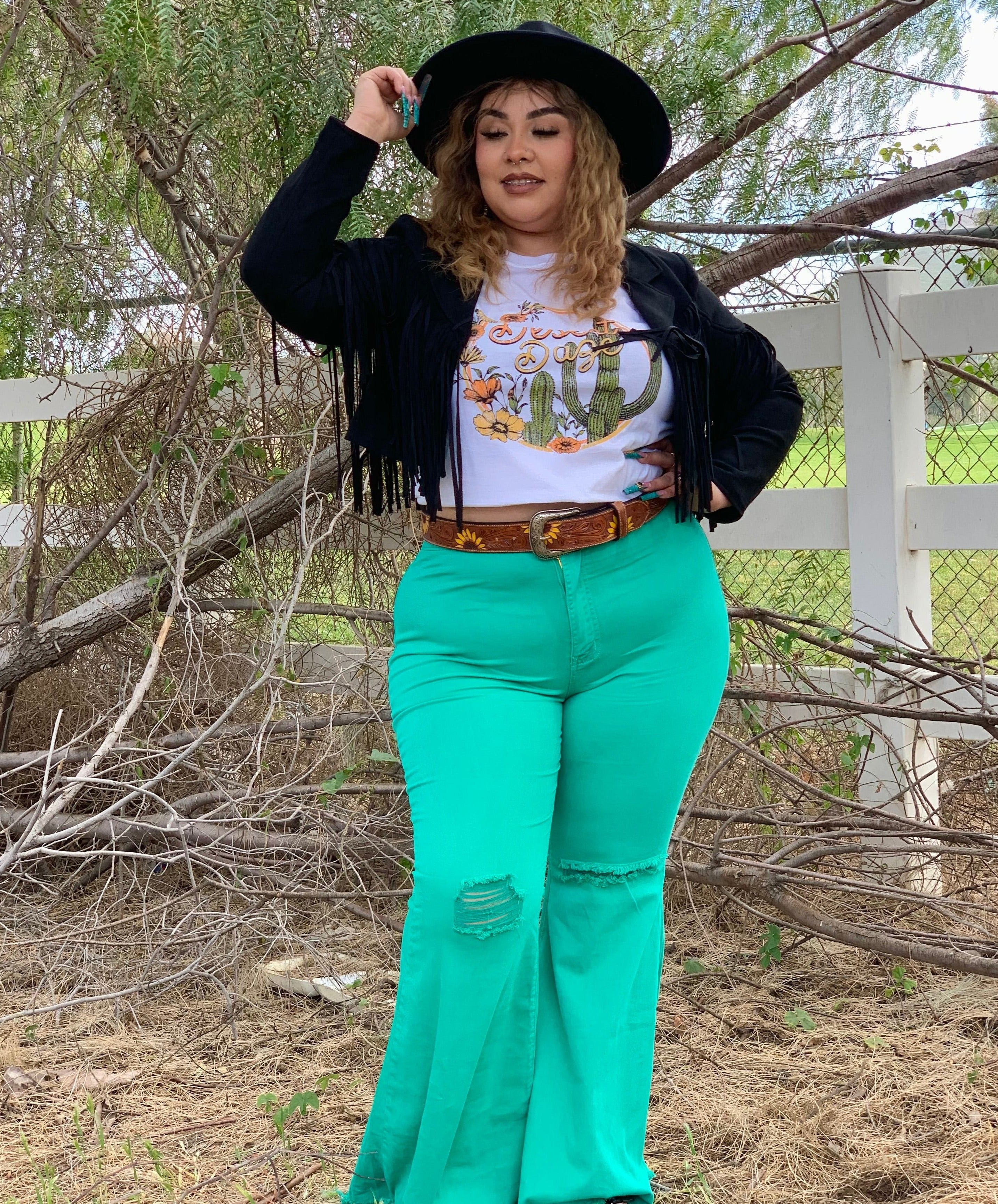 La Quebradora Fringe Suede Jacket (Black)