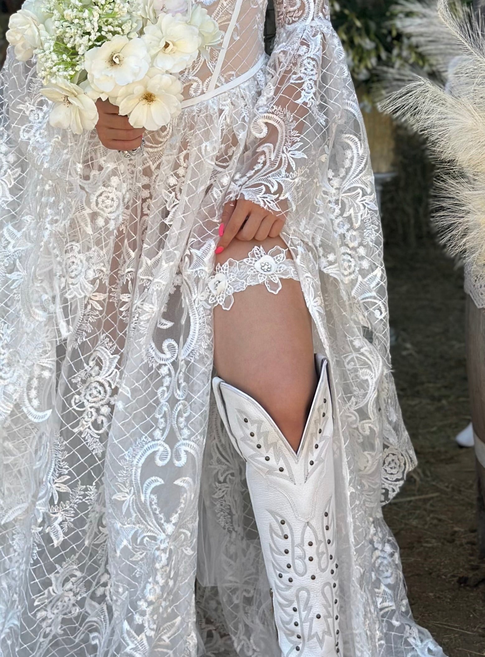 Bridal Lace Double Flower Garter