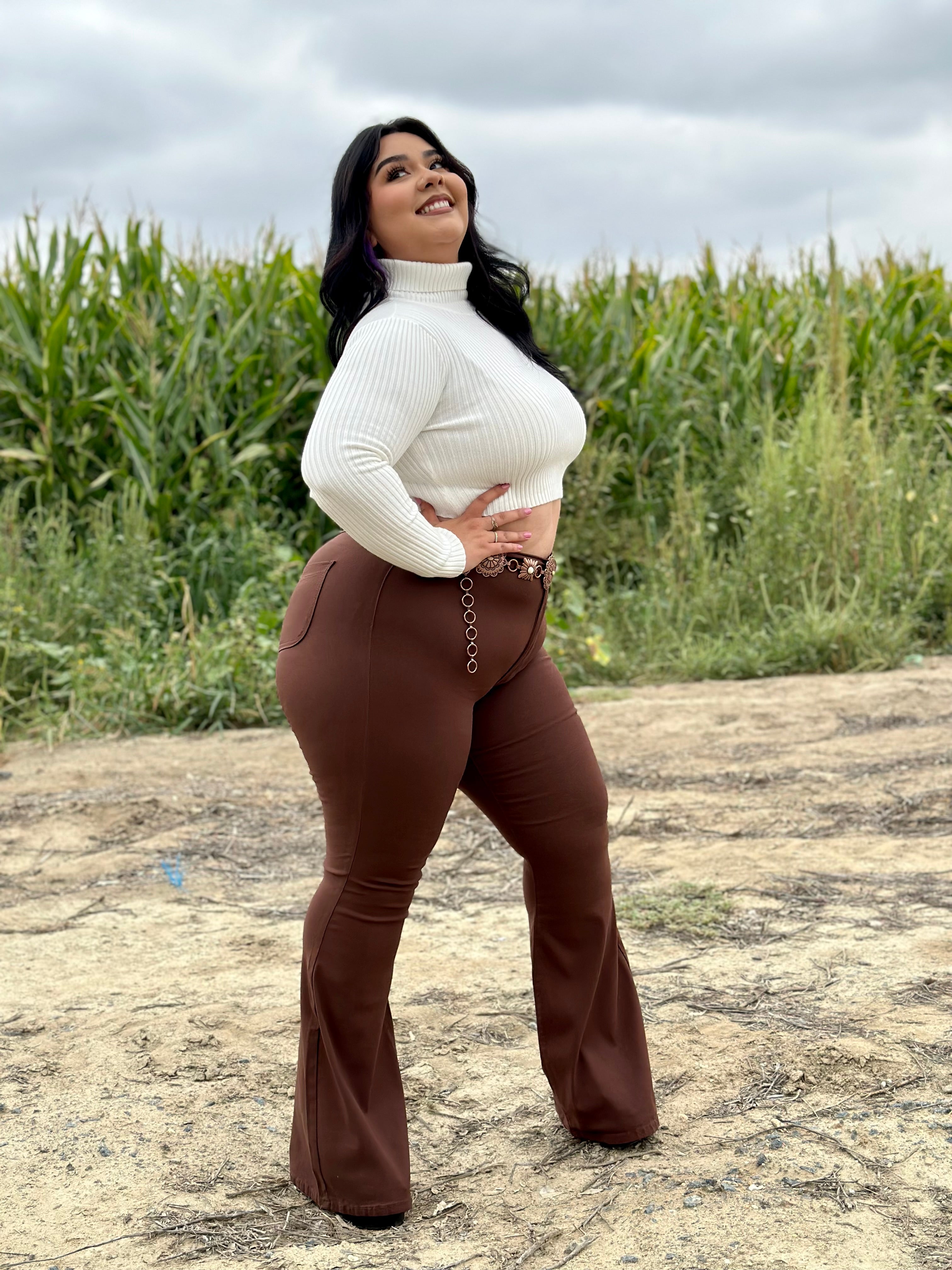 Muchacha Alegre High Rise Flare Pants (Chocolate)