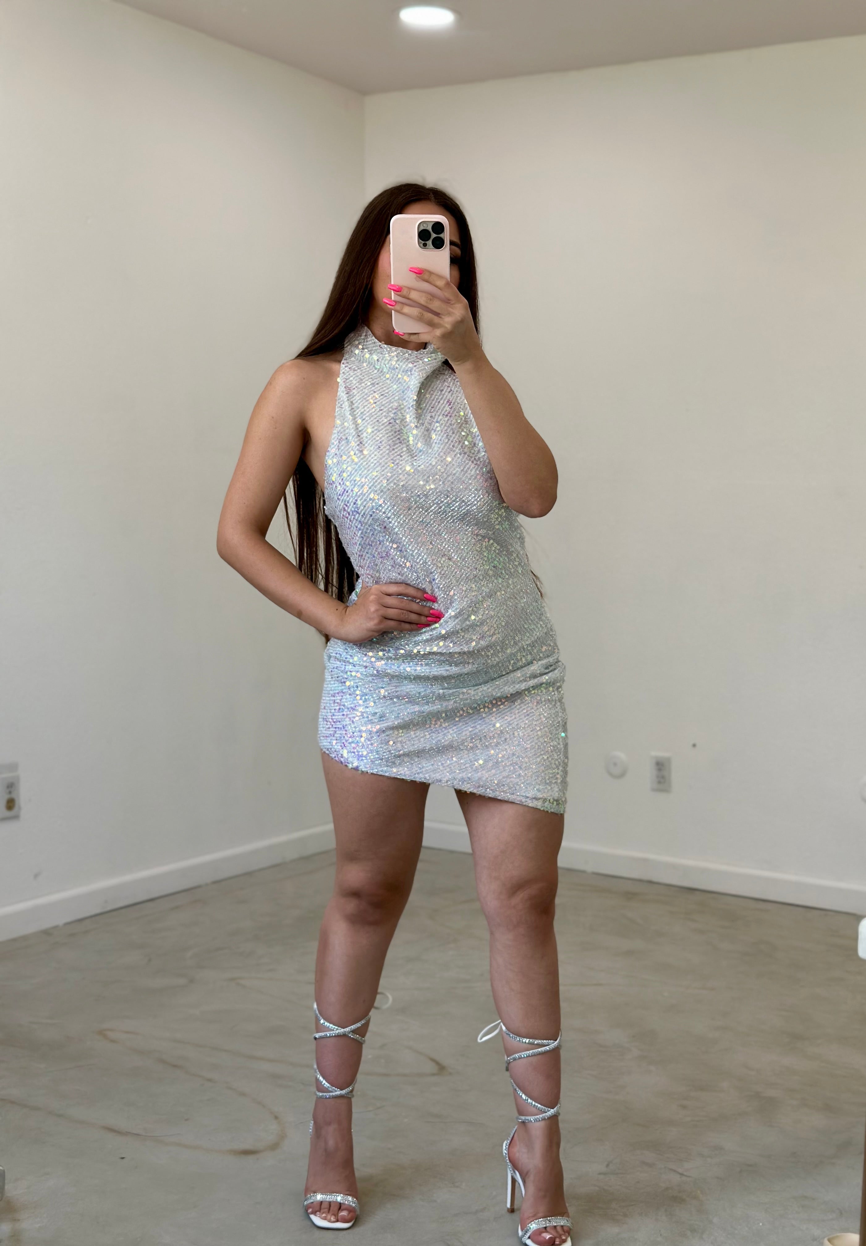 Lillian Sequin Mini Dress (Silver) Valeria'S Boutique Lillian Sequin Mini Dress (Silver) Valeria'S Boutique