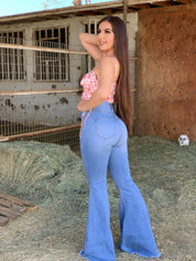 Bidi Bidi Bom Bom High Rise Bell Bottom Jeans (Light) - Valeria'S Boutique