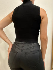 Ciena Turtleneck Ribbed Tank Top (Black)