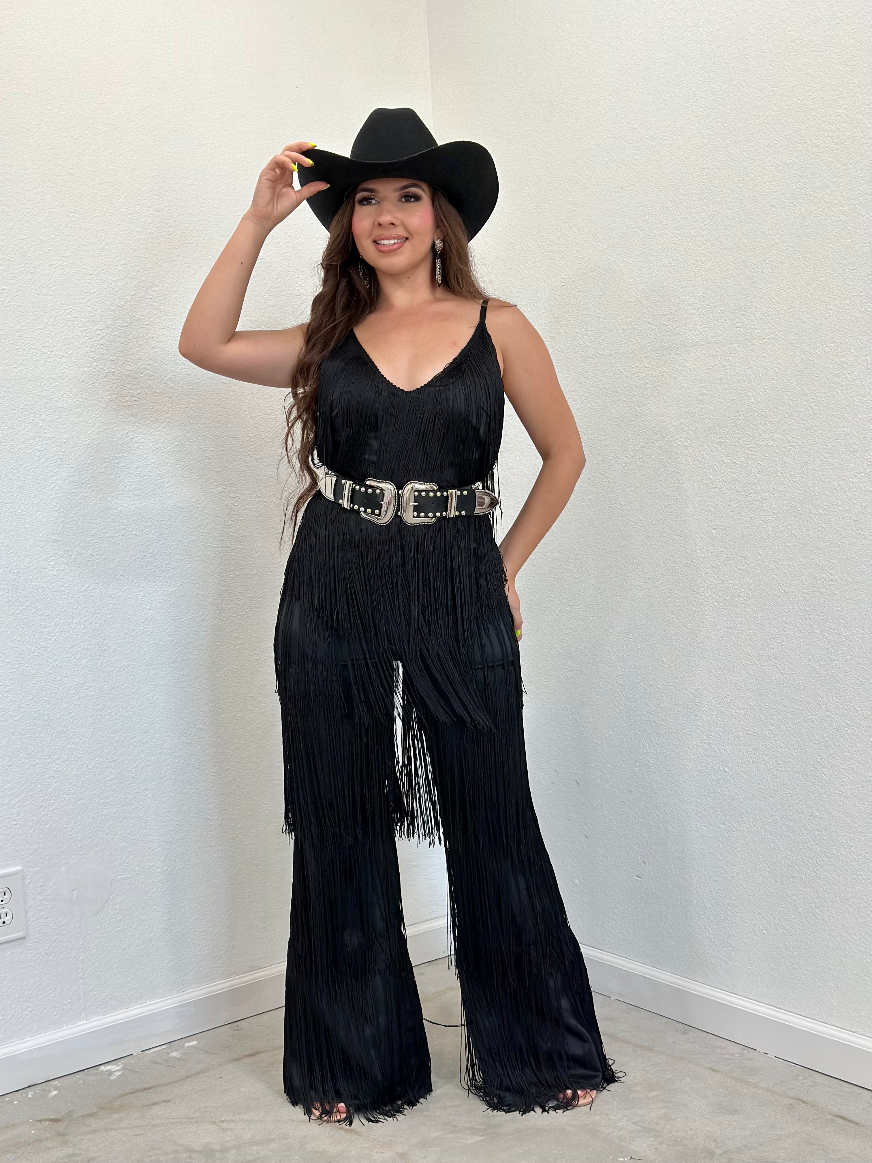 Sadie Fringe Jumpsuit (Black)
