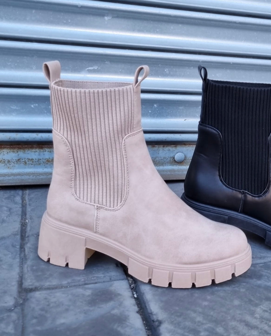 Chelsea Sock Booties (Taupe)