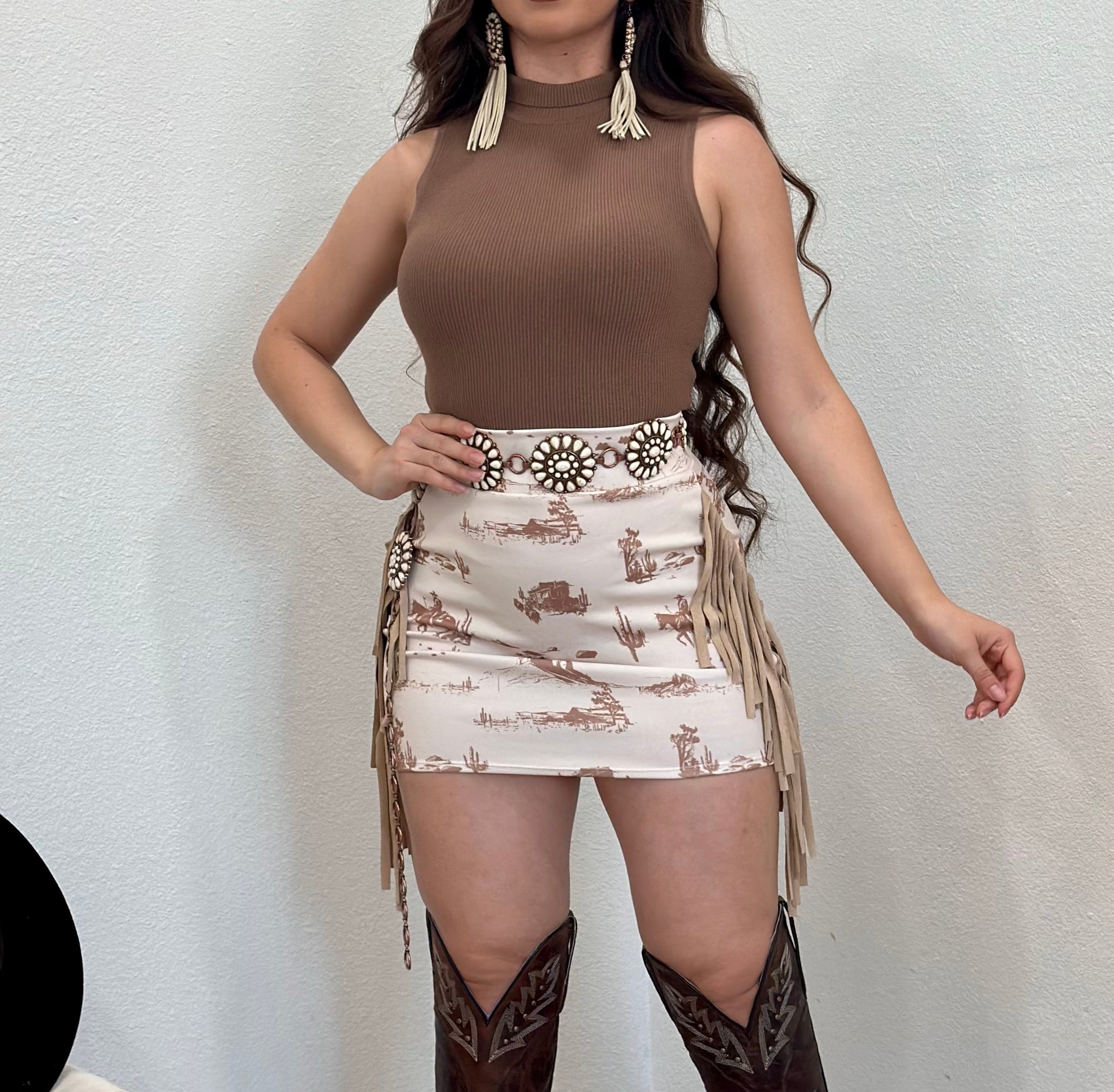 Ciena Turtleneck Ribbed Tank Top (Taupe)