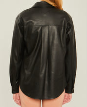 Kendra Leather Shacket (Black)