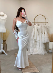 Down The Aisle Satin Maxi Dress