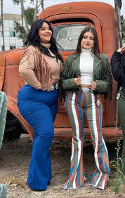 Muchacha Alegre High Rise Flare Pants (Navy Blue)