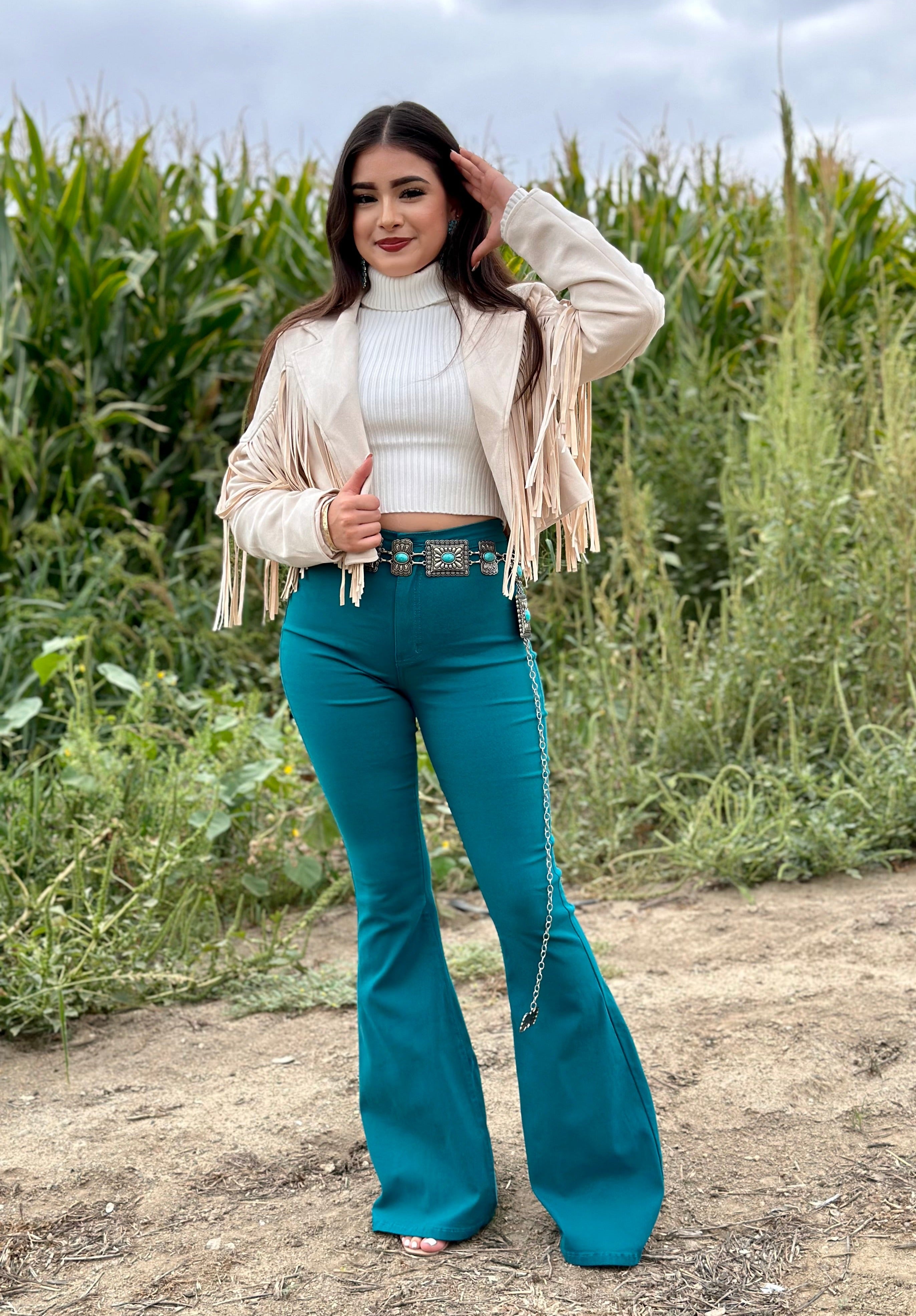 La Quebradora Fringe Suede Jacket (Cream)