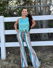 Bailar De Caballito Fringe Top (Turquoise)