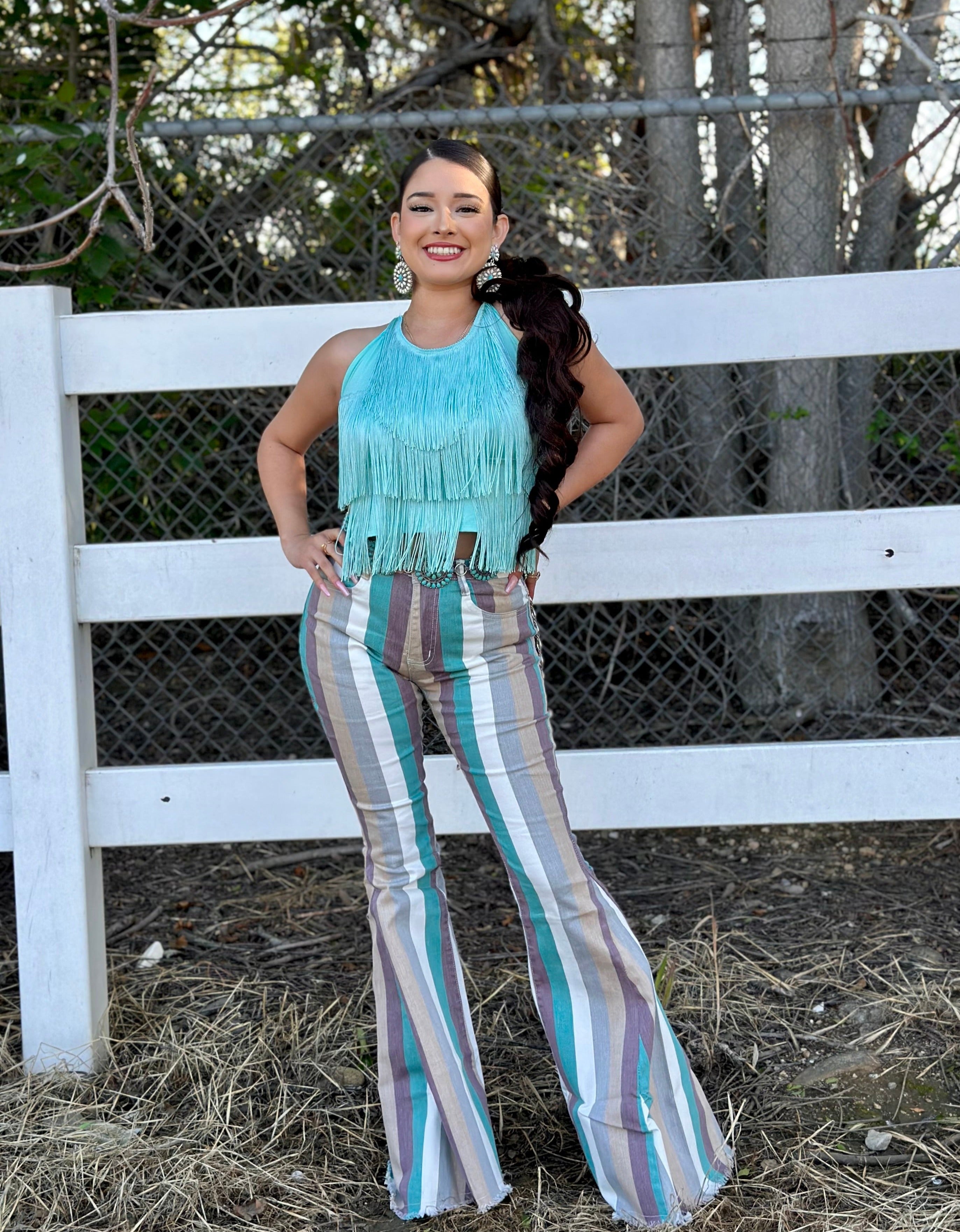 Bailar De Caballito Fringe Top (Turquoise)